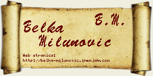 Belka Milunović vizit kartica